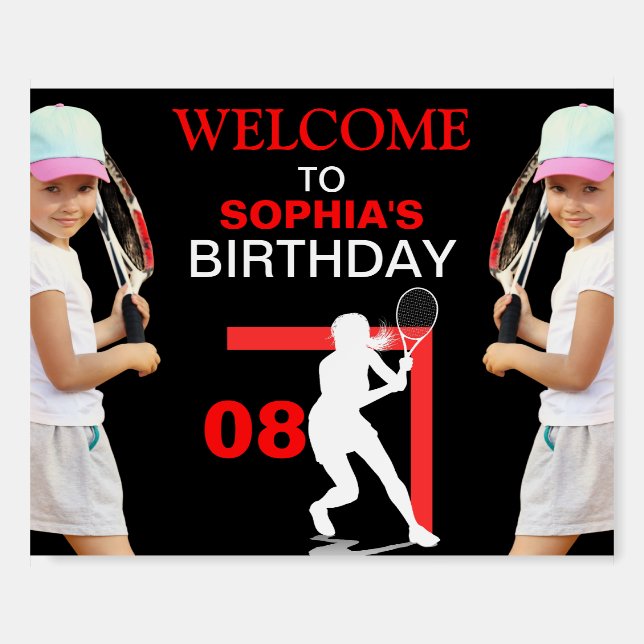 Tennis Birthday Party, Tennis Player Girl  Foam Board (Front)