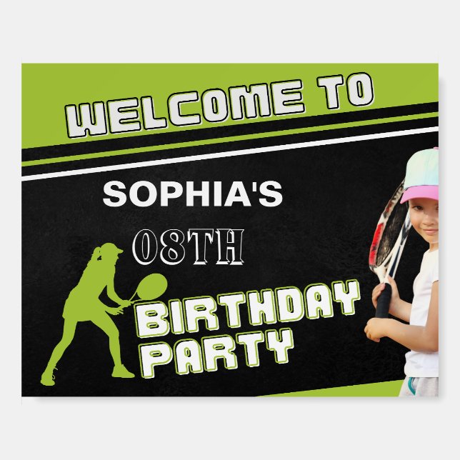 Tennis Birthday Party, Tennis Player Girl  Foam Board (Front)