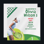 Tennis Birthday Party, Tennis Player Girl  Invitat Invitation<br><div class="desc">Tennis Birthday Party,  Tennis Player Girl Invitation. To customize this design further,  simply select the "Edit using Design Tool" button above!</div>