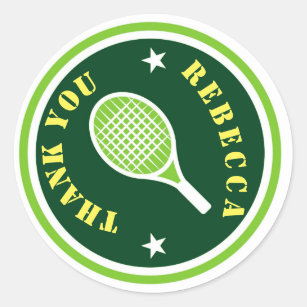 Tennis Birthday Party Thank You Custom Classic Round Sticker