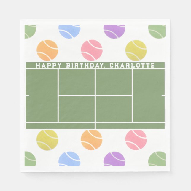 Tennis Birthday Personalized Napkins (Front)
