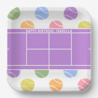 Tennis Birthday Personalized Paper Plates