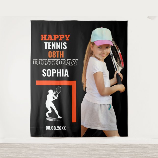 Tennis Birthday, Tennis Girl Player Backdrops (Front)