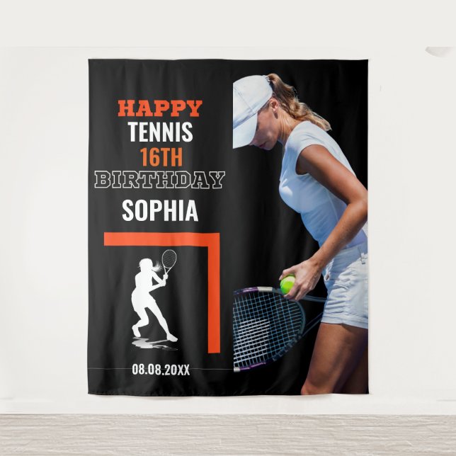 Tennis Birthday, Tennis Girl Player Backdrops (Front)