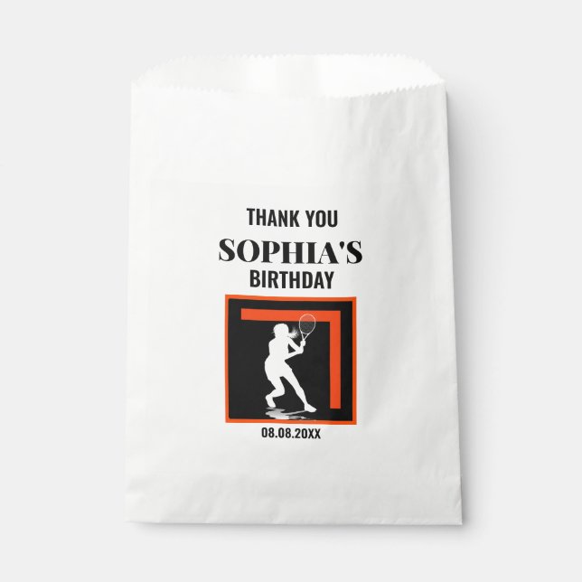 Tennis Birthday, Tennis Girl Player  Favor Bag (Front)