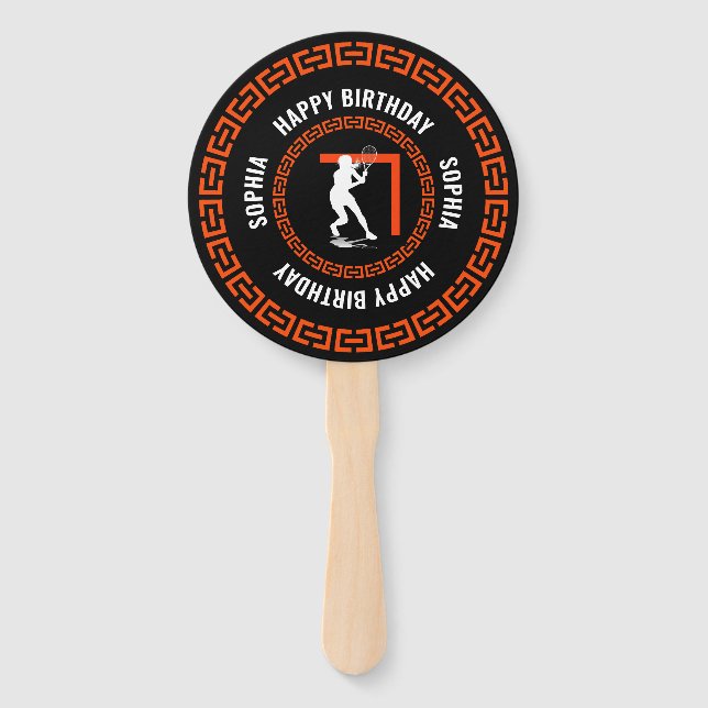 Tennis Birthday, Tennis Girl Player Hand Fan (Front)