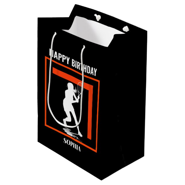 Tennis Birthday, Tennis Girl Player  Medium Gift Bag (Front Angled)