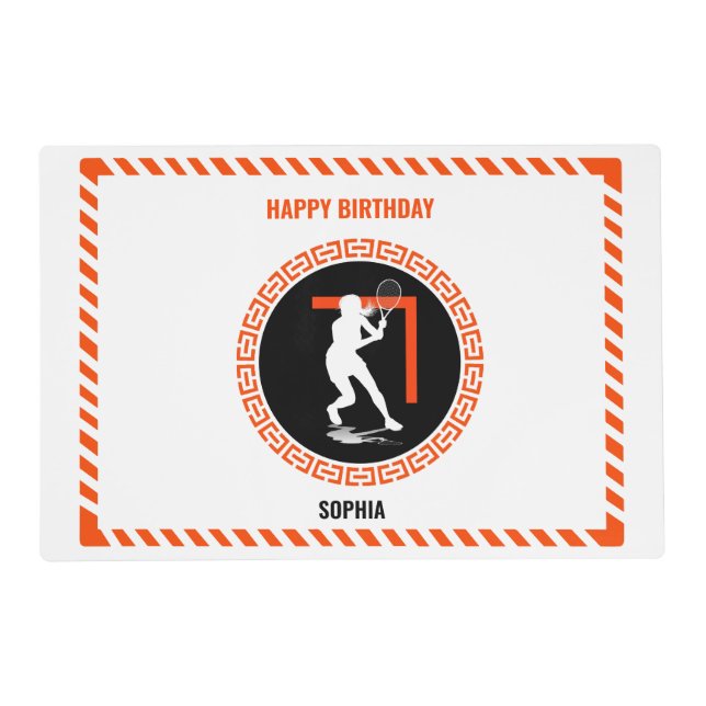 Tennis Birthday, Tennis Girl Player  Placemat (Front)