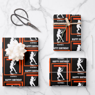 Tennis Birthday, Tennis Girl Player Wrapping Paper Sheets