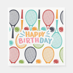 Tennis Birthday tennis player with racket Napkins
