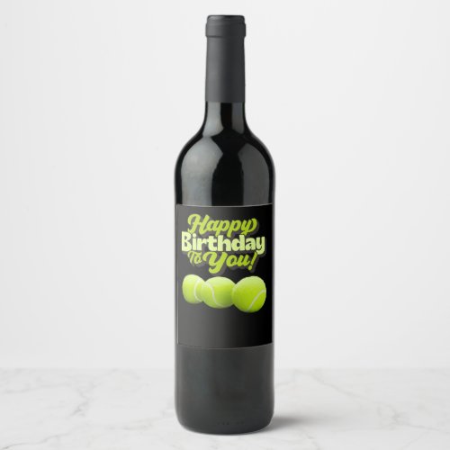 Tennis birthday to you with ball for player  wine label