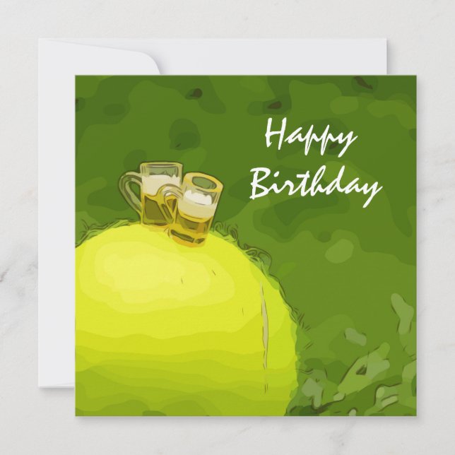 Tennis Birthday with ball and glass of beer (Front)