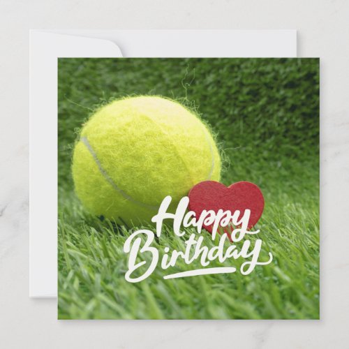 Tennis Birthday with  ball and racket on green  Card