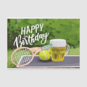 Tennis Birthday with racket ball beer for Player Tissue Paper