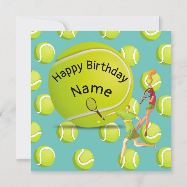 Tennis Birthday with tennis player  Card (Front)