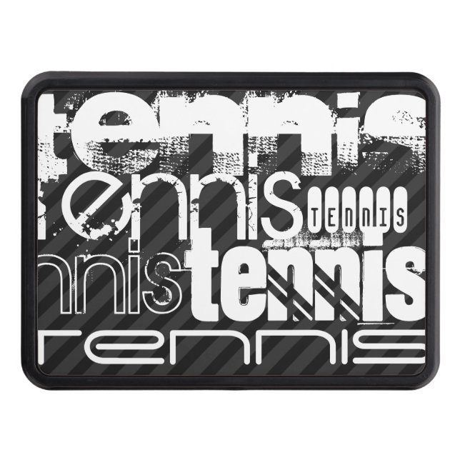 Tennis; Black & Dark Gray Stripes Hitch Cover (Front)