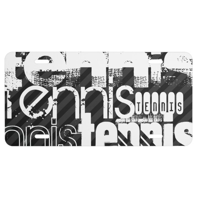 Tennis; Black & Dark Gray Stripes License Plate (Front)