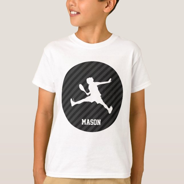 Tennis; Black & Dark Gray Stripes T-Shirt (Front)