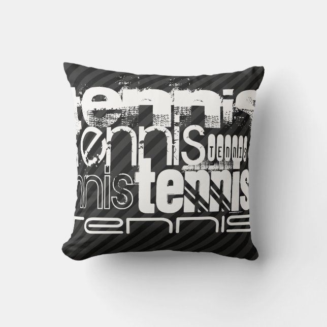 Tennis; Black & Dark Gray Stripes Throw Pillow (Front)