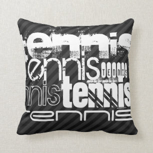 Tennis; Black & Dark Gray Stripes Throw Pillow