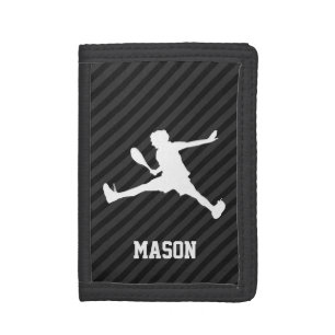Tennis; Black & Dark Gray Stripes Trifold Wallet
