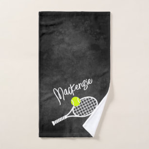 Tennis Black Gray Tie Dye Grunge Personalized Hand Towel