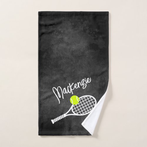 Tennis Black Gray Tie Dye Grunge Personalized Hand Towel