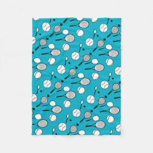 Tennis blue black white fleece blanket