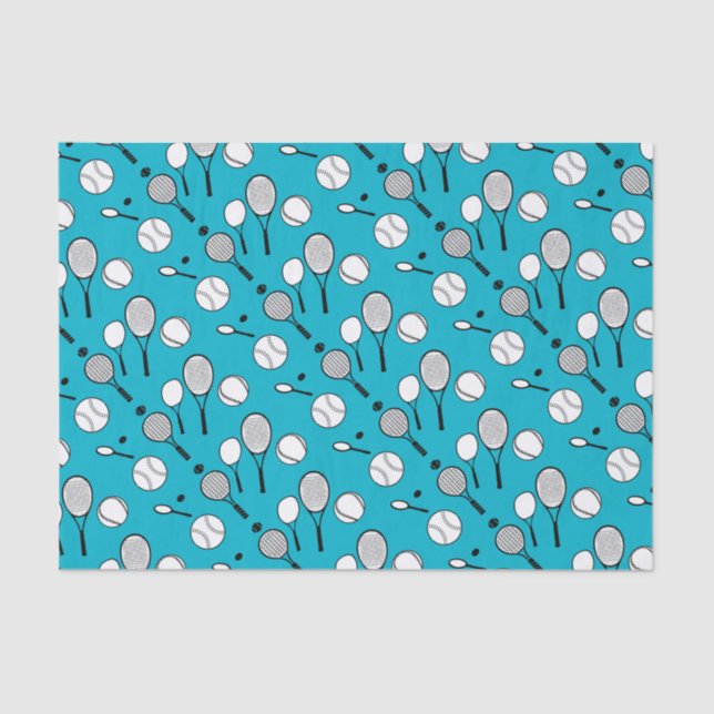Tennis blue black white tissue paper (Front)