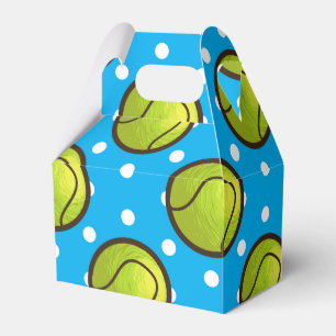 Tennis Blue Polka Dots Birthday Party Favor Boxes