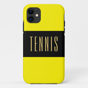 TENNIS Bold Modern Black Bright Yellow Stripes iPhone 11 Case