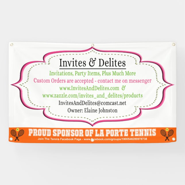 Tennis Booster Club Business Personalized Banner (Horizontal)