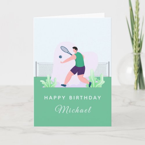 Tennis Boy Birthday Player Coach Green Grass Sport Card