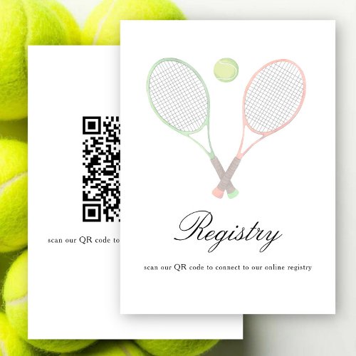 Tennis Bridal shower QR code for registry Enclosure Card