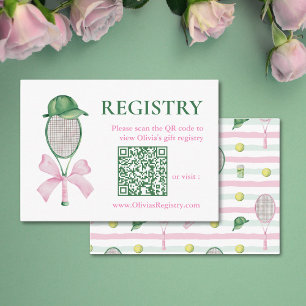 Tennis Bridal Shower Registry QR Code Enclosure Card