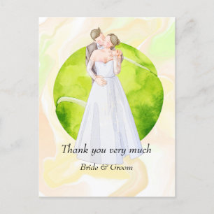 Tennis Bride and Groom on Tennis Ball for Wedding  Postcard