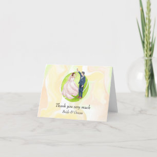 Tennis Bride and Groom on Tennis Ball for Wedding  Thank You Card