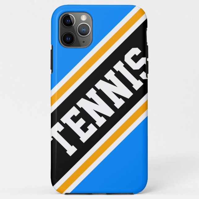 TENNIS Bright Blue Black Orange White Stripes Case-Mate iPhone Case (Back)