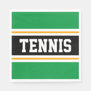 TENNIS Bright Green Black Orange Racing Stripes Napkins