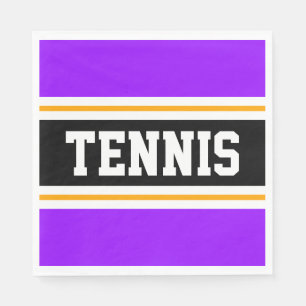 TENNIS Bright Purple Orange Black Racing Stripes Napkins
