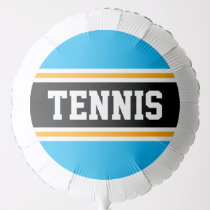 TENNIS Bright Sky Blue Orange White Racing Stripes Balloon