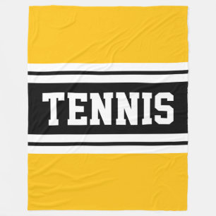 TENNIS Bright Yellow Orange Black Racing Stripes Fleece Blanket