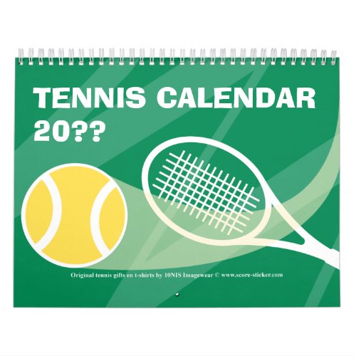 Tennis Calendar gift with colorful illustrations