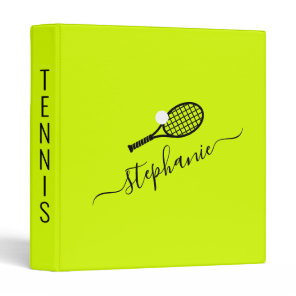 Tennis Captain Name Modern Elegant Script 3 Ring Binder