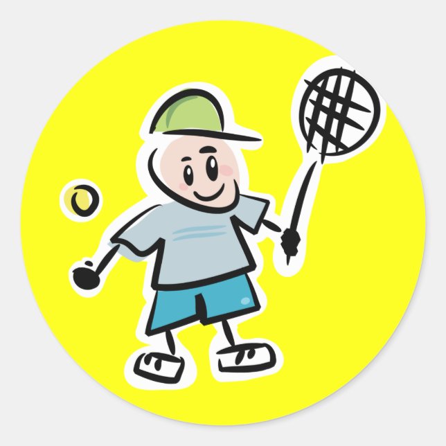 Tennis Cartoon Sticker (Front)