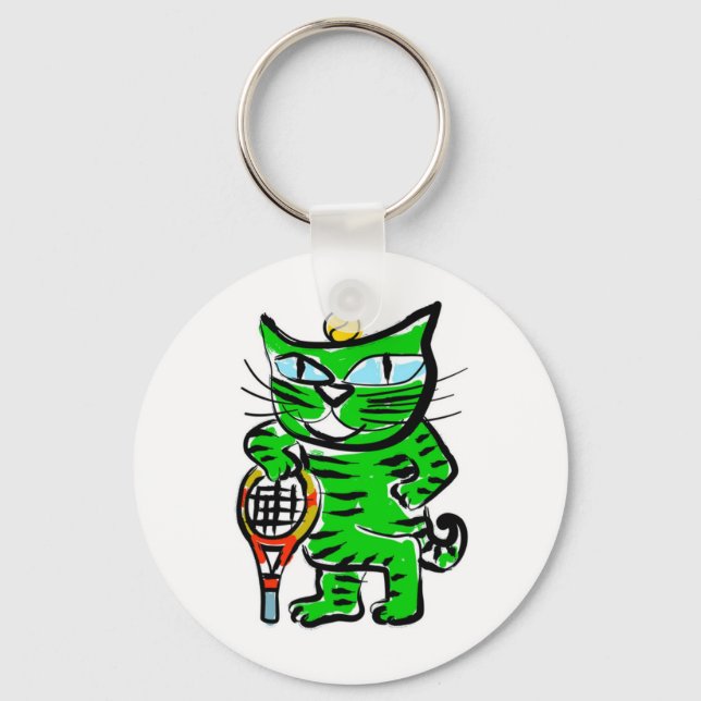 Tennis Cat Keychain (Front)