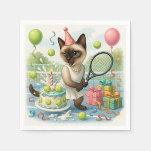 Tennis Cat Paw-some Birthday Party Napkins