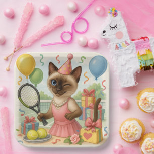 Tennis Cat Paw-some Birthday Party Paper Plates