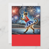 Tennis Cat Player on 4th July Independence Day