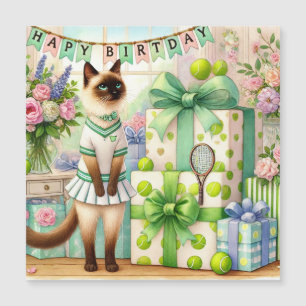 Tennis Cat Watercolor for Birthday Gifts
